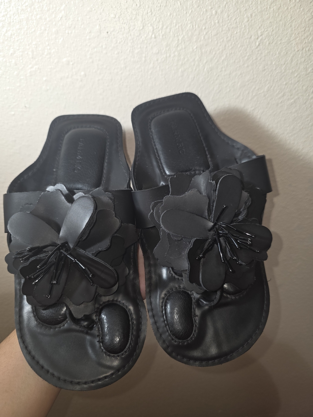 FARM Rio Black Floral Slide Mules - Women